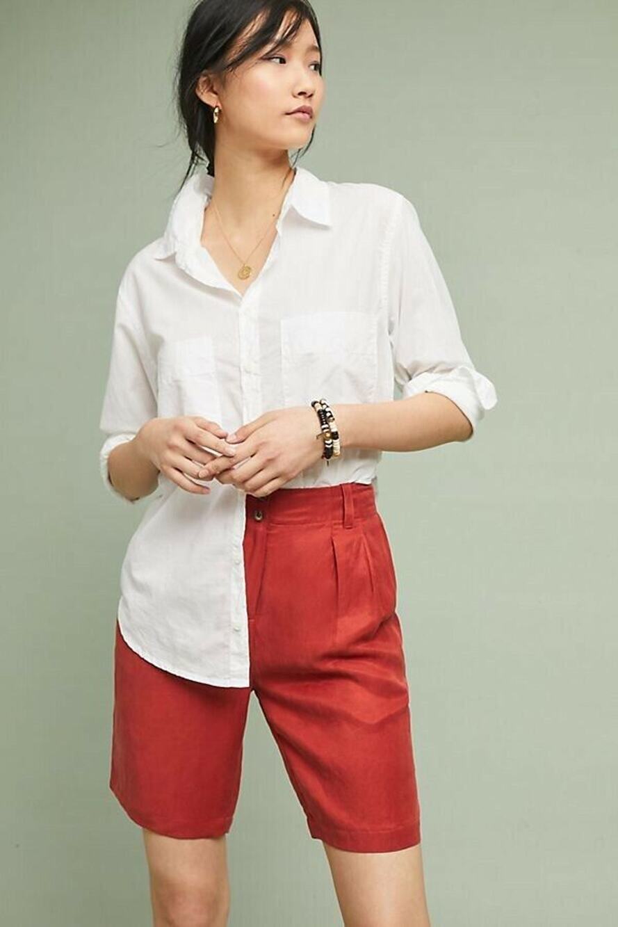 New Anthropologie Coastline Bermuda Shorts $98 RASPBERRY Size 24 - Picture 1 of 4